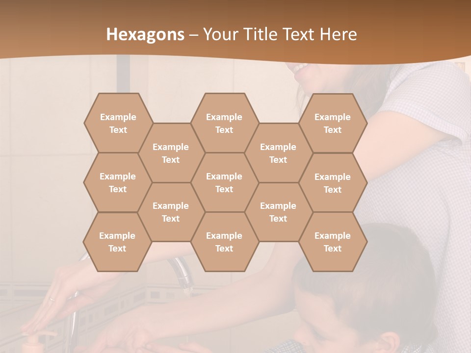 Mum With The Son Wash Hands PowerPoint Template