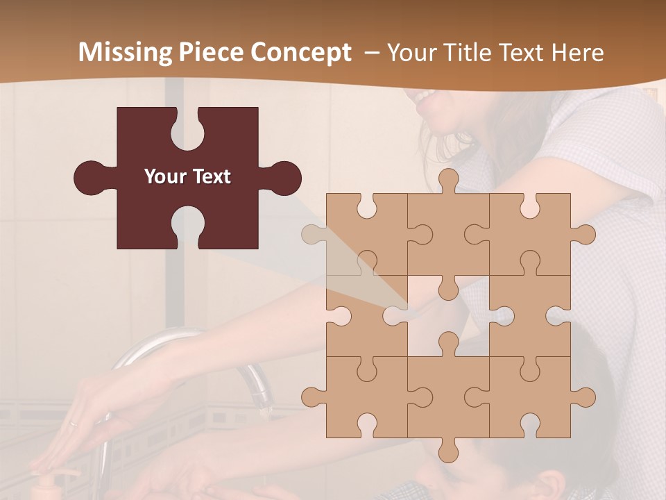 Mum With The Son Wash Hands PowerPoint Template