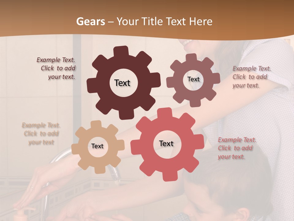 Mum With The Son Wash Hands PowerPoint Template