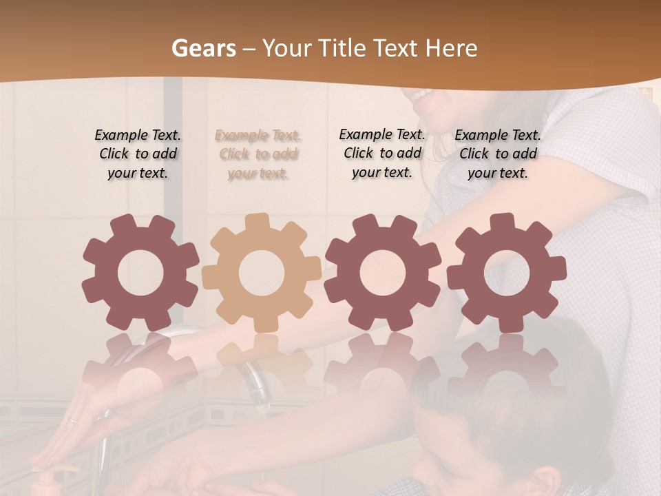 Mum With The Son Wash Hands PowerPoint Template