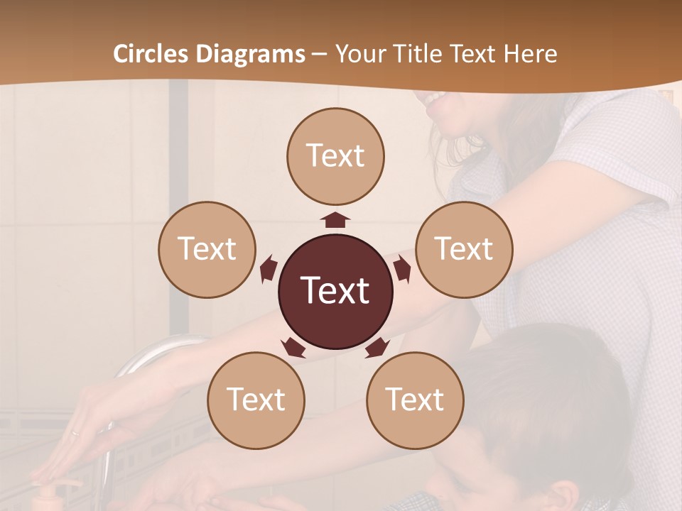 Mum With The Son Wash Hands PowerPoint Template