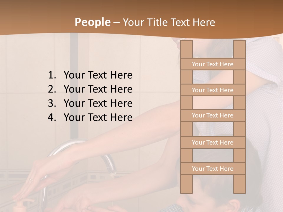 Mum With The Son Wash Hands PowerPoint Template