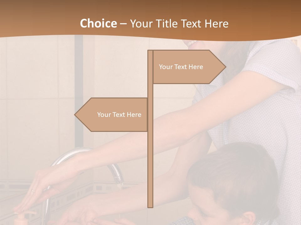 Mum With The Son Wash Hands PowerPoint Template