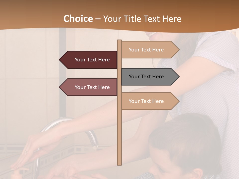 Mum With The Son Wash Hands PowerPoint Template