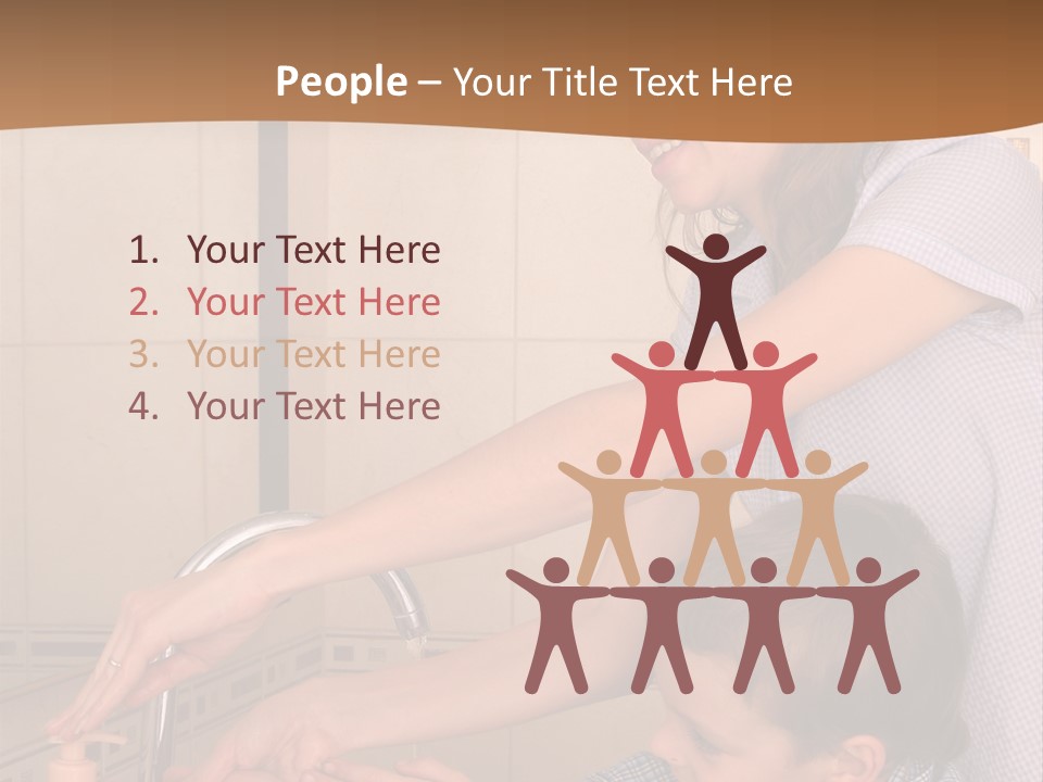 Mum With The Son Wash Hands PowerPoint Template