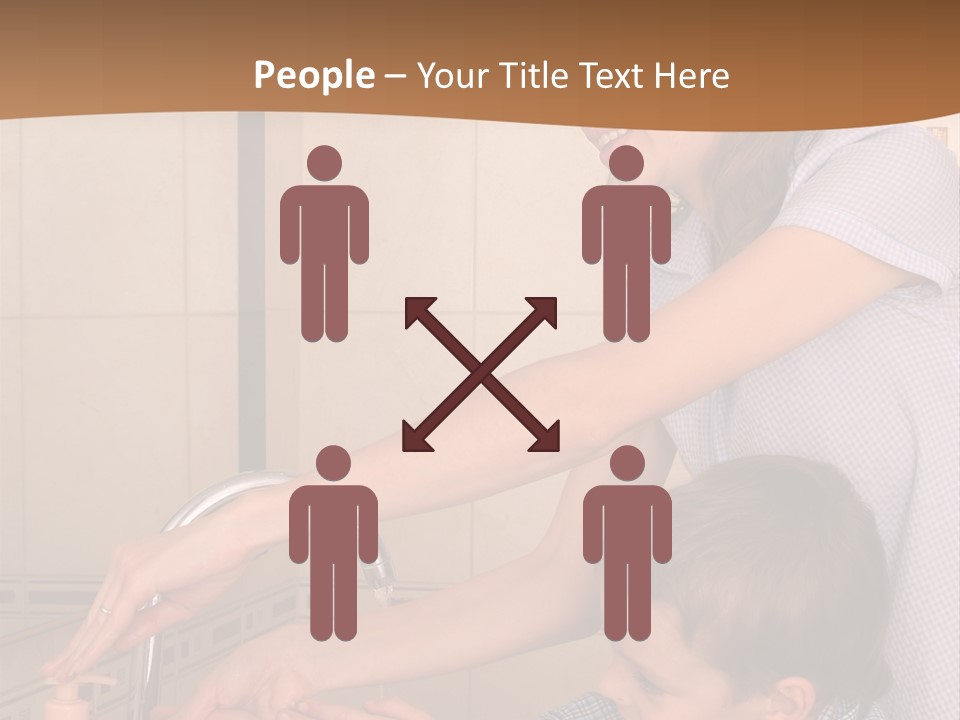 Mum With The Son Wash Hands PowerPoint Template