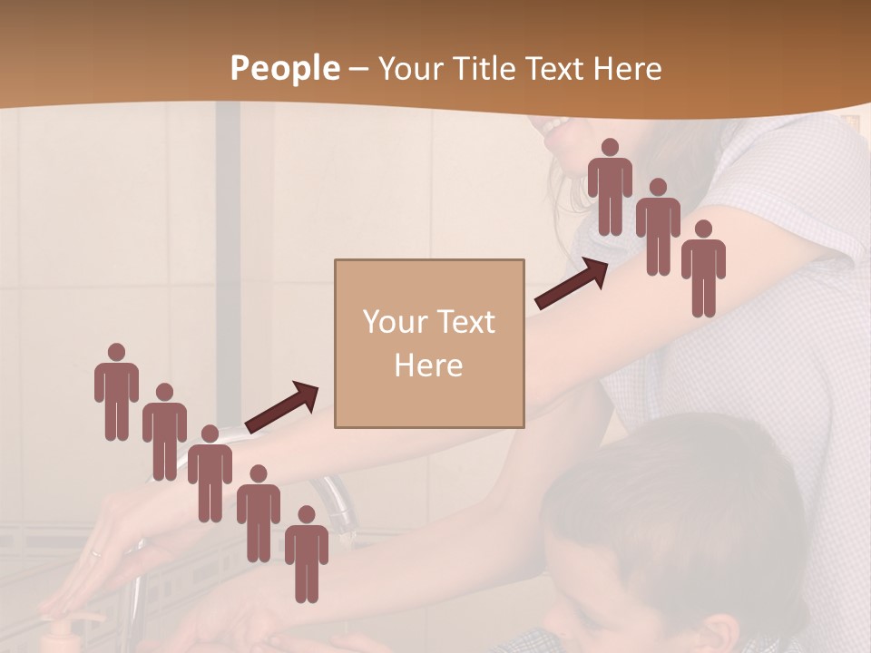 Mum With The Son Wash Hands PowerPoint Template