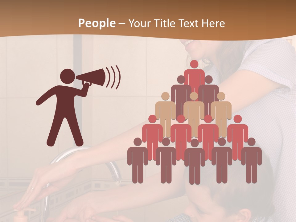 Mum With The Son Wash Hands PowerPoint Template