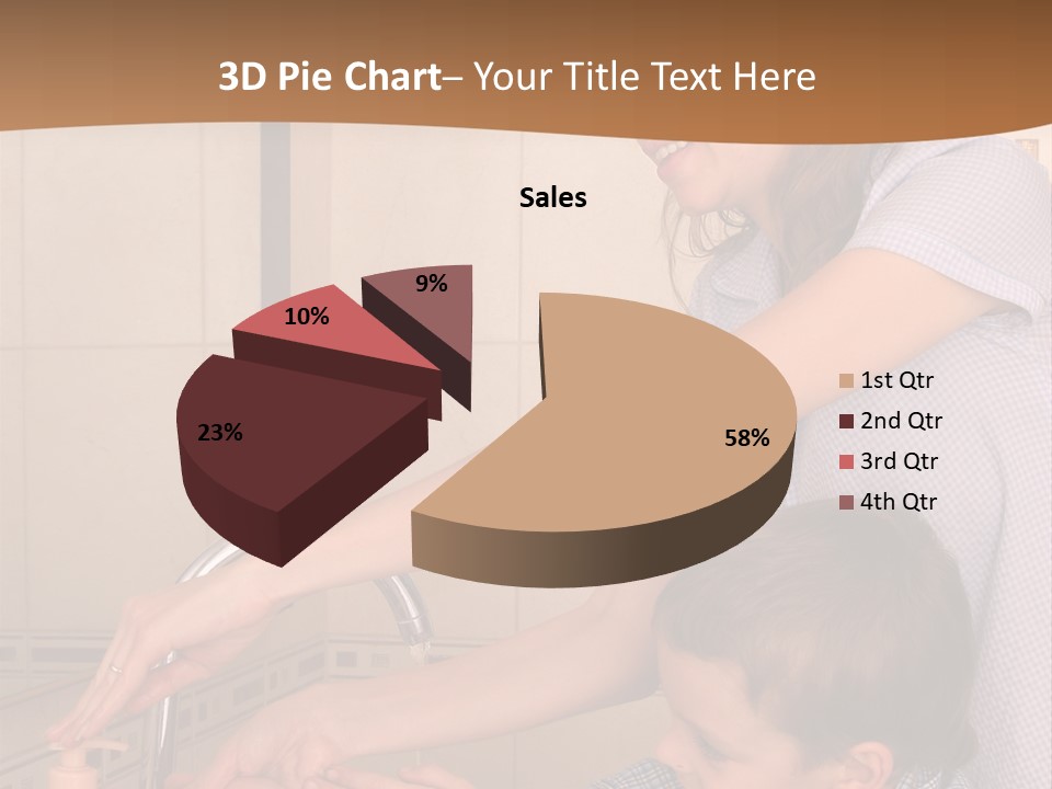 Mum With The Son Wash Hands PowerPoint Template
