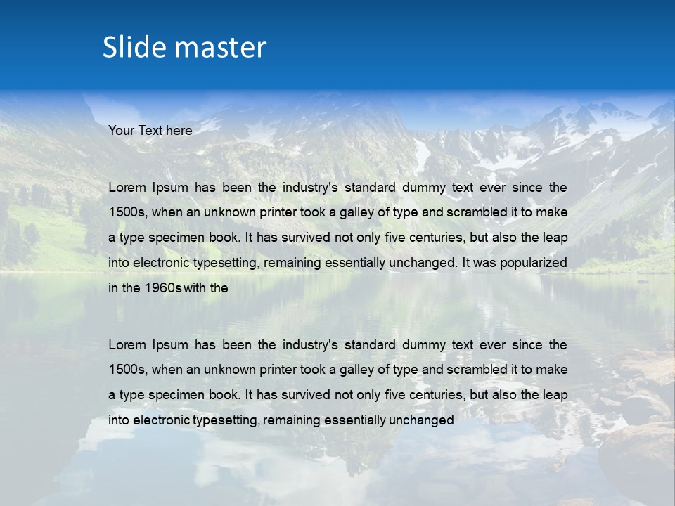 A Mountain Lake Surrounded By Green Trees And Rocks PowerPoint Template