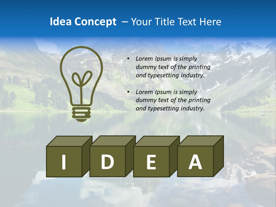 A Mountain Lake Surrounded By Green Trees And Rocks PowerPoint Template