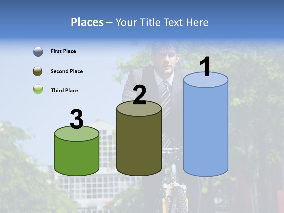 A Caucasian Businessman Riding A Bicycle To Work, Can Be Used For Gas Savings Concept PowerPoint Template