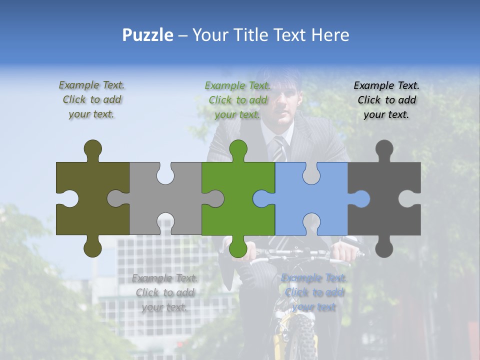 A Caucasian Businessman Riding A Bicycle To Work, Can Be Used For Gas Savings Concept PowerPoint Template