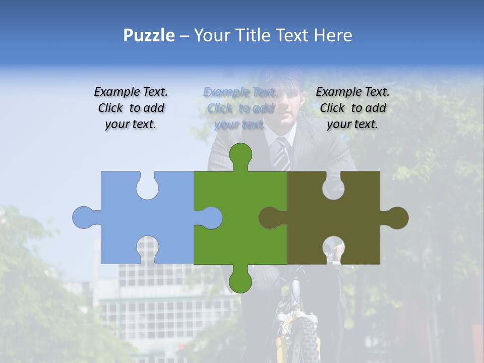 A Caucasian Businessman Riding A Bicycle To Work, Can Be Used For Gas Savings Concept PowerPoint Template