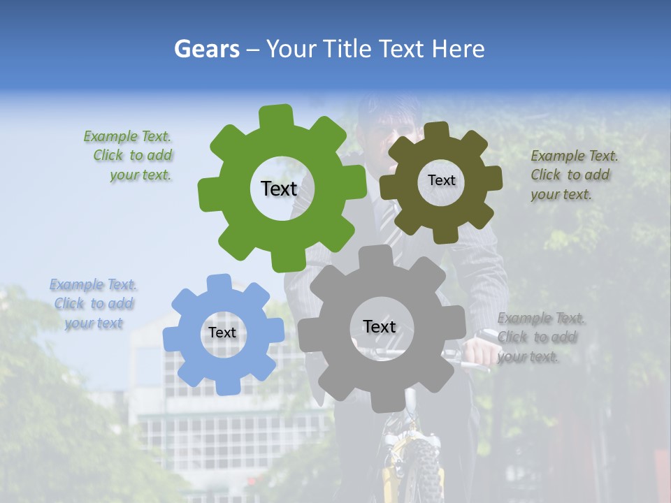 A Caucasian Businessman Riding A Bicycle To Work, Can Be Used For Gas Savings Concept PowerPoint Template