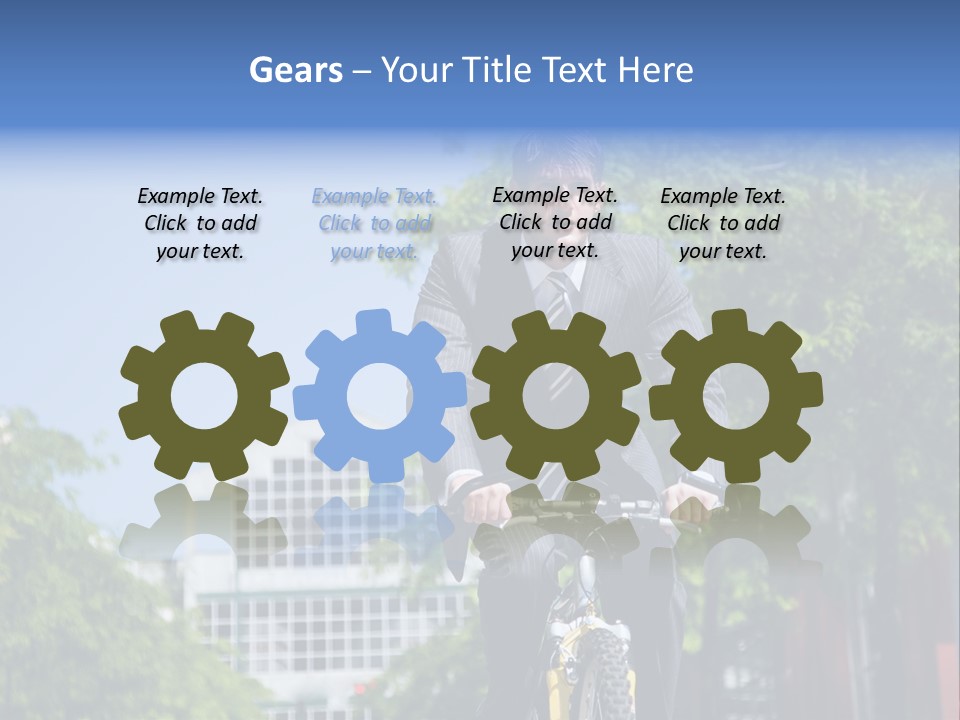 A Caucasian Businessman Riding A Bicycle To Work, Can Be Used For Gas Savings Concept PowerPoint Template