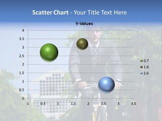 A Caucasian Businessman Riding A Bicycle To Work, Can Be Used For Gas Savings Concept PowerPoint Template