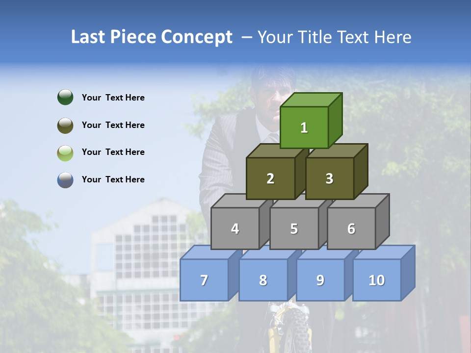 A Caucasian Businessman Riding A Bicycle To Work, Can Be Used For Gas Savings Concept PowerPoint Template