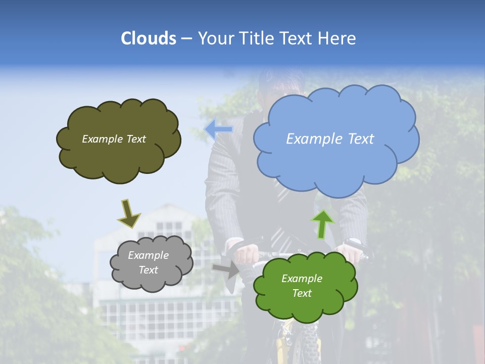 A Caucasian Businessman Riding A Bicycle To Work, Can Be Used For Gas Savings Concept PowerPoint Template