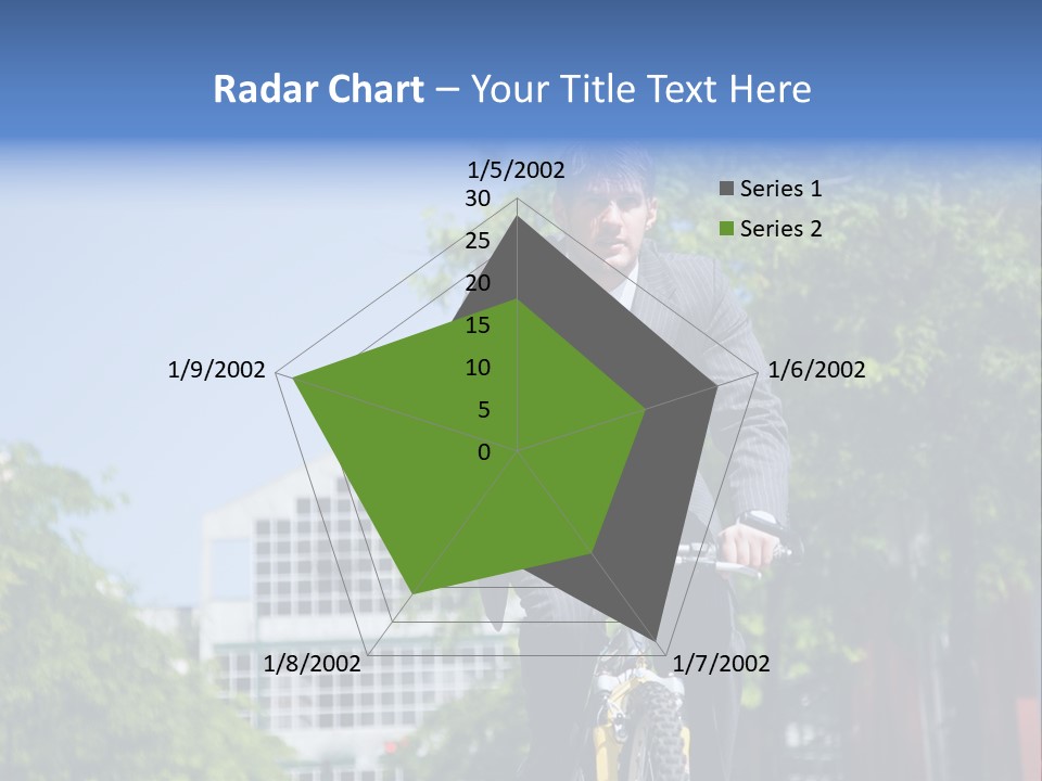 A Caucasian Businessman Riding A Bicycle To Work, Can Be Used For Gas Savings Concept PowerPoint Template