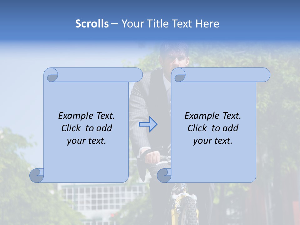 A Caucasian Businessman Riding A Bicycle To Work, Can Be Used For Gas Savings Concept PowerPoint Template
