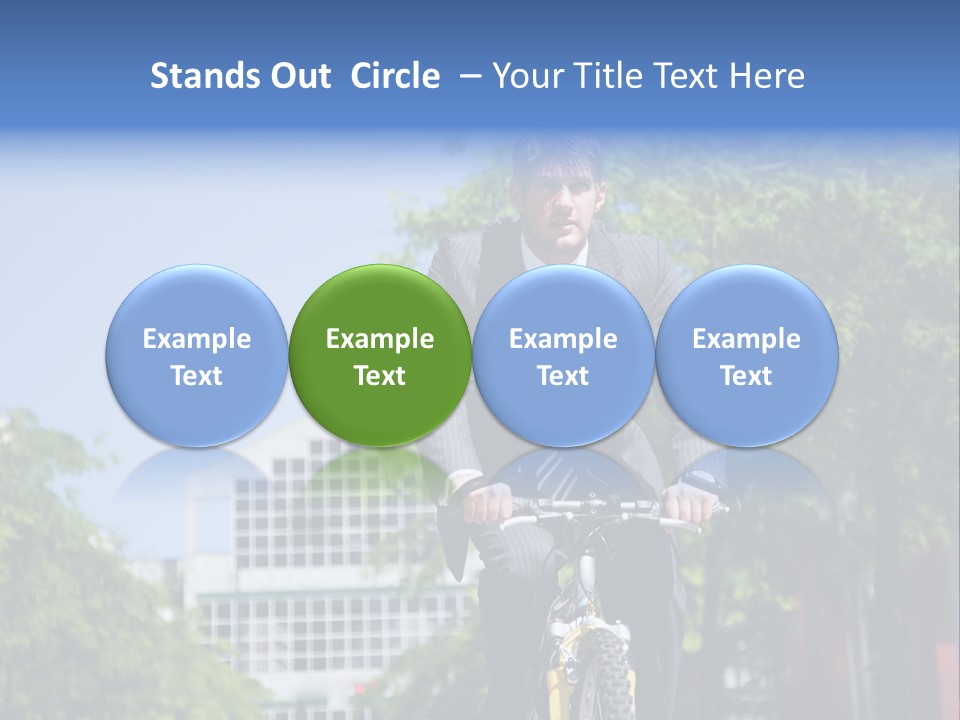 A Caucasian Businessman Riding A Bicycle To Work, Can Be Used For Gas Savings Concept PowerPoint Template