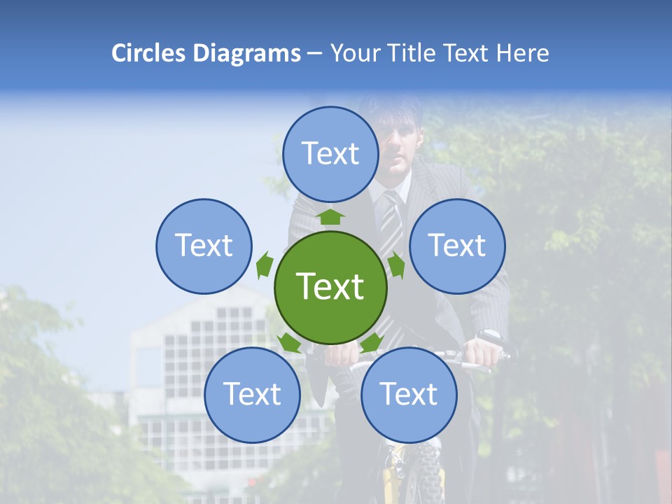 A Caucasian Businessman Riding A Bicycle To Work, Can Be Used For Gas Savings Concept PowerPoint Template