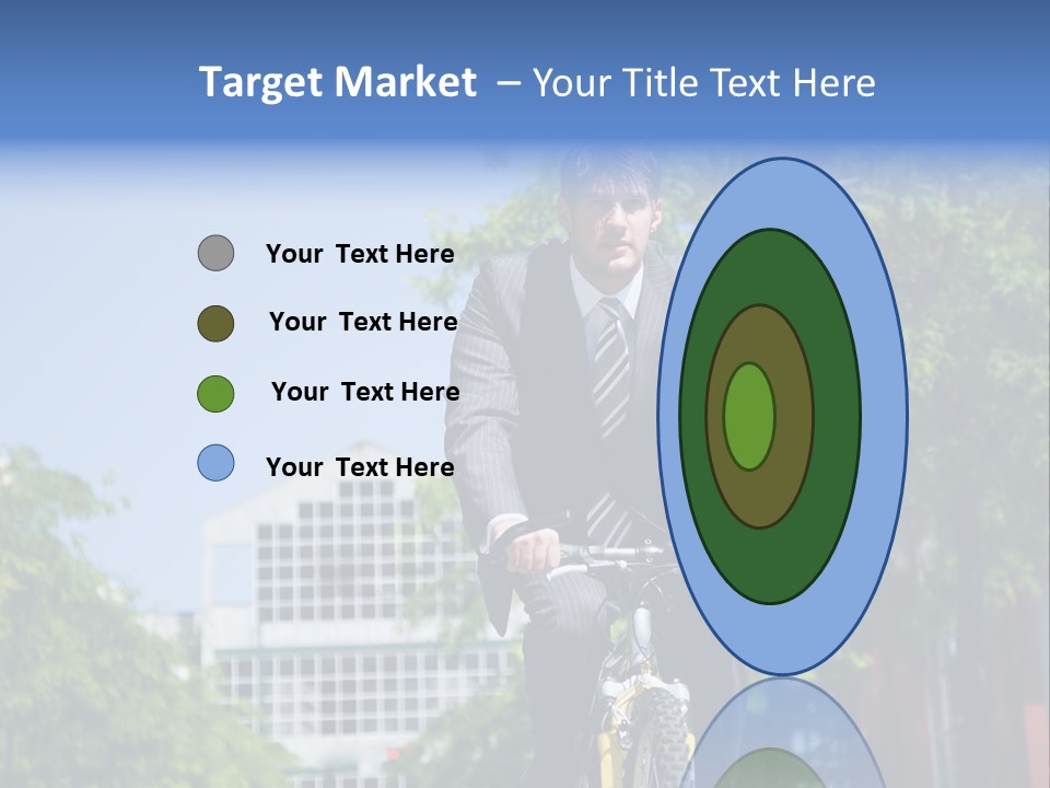 A Caucasian Businessman Riding A Bicycle To Work, Can Be Used For Gas Savings Concept PowerPoint Template