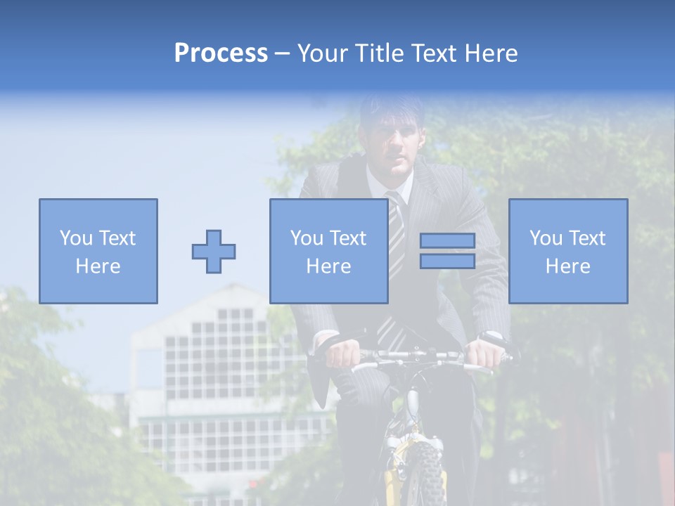 A Caucasian Businessman Riding A Bicycle To Work, Can Be Used For Gas Savings Concept PowerPoint Template