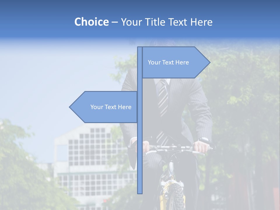 A Caucasian Businessman Riding A Bicycle To Work, Can Be Used For Gas Savings Concept PowerPoint Template