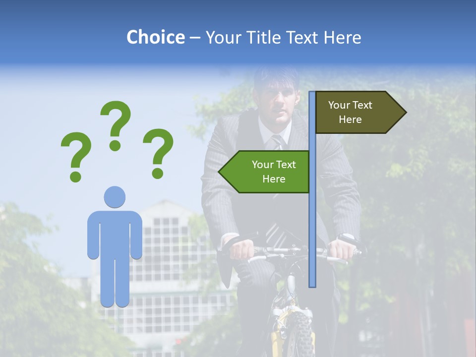 A Caucasian Businessman Riding A Bicycle To Work, Can Be Used For Gas Savings Concept PowerPoint Template