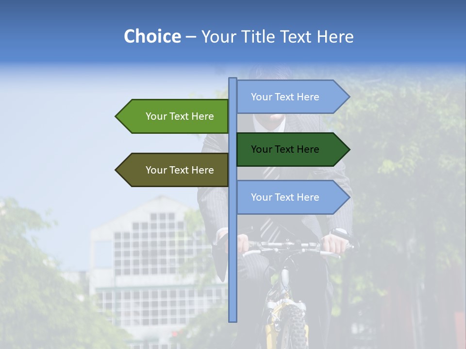 A Caucasian Businessman Riding A Bicycle To Work, Can Be Used For Gas Savings Concept PowerPoint Template