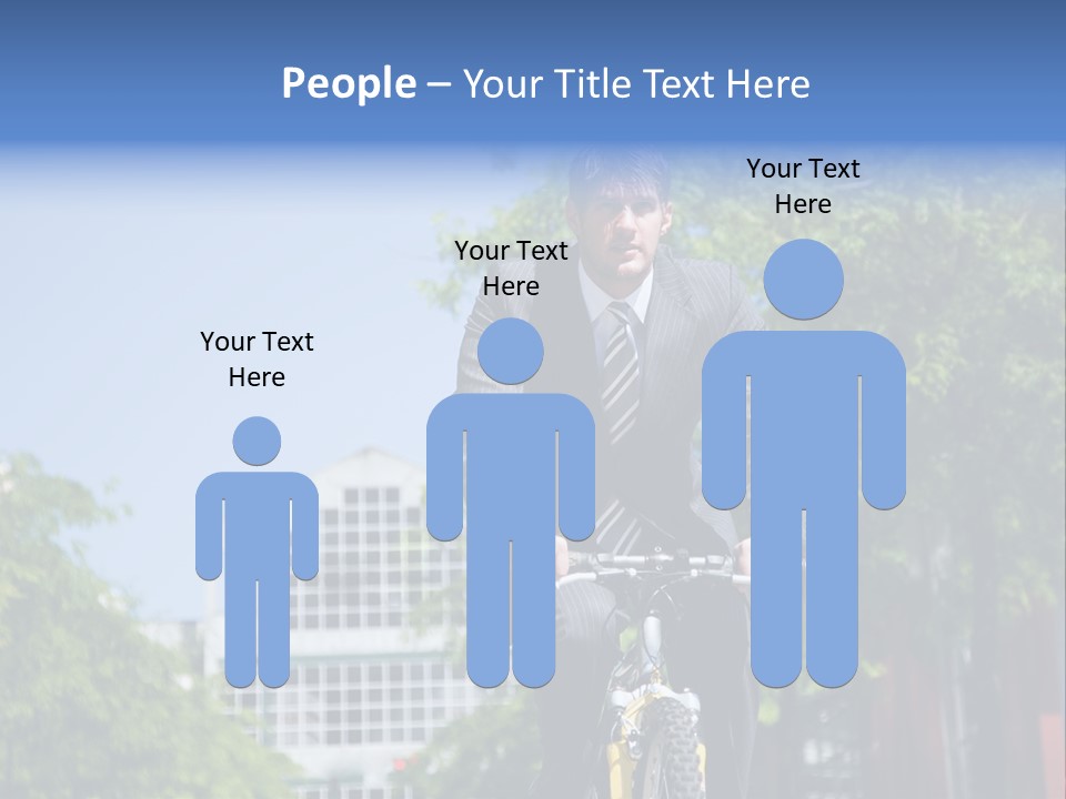 A Caucasian Businessman Riding A Bicycle To Work, Can Be Used For Gas Savings Concept PowerPoint Template