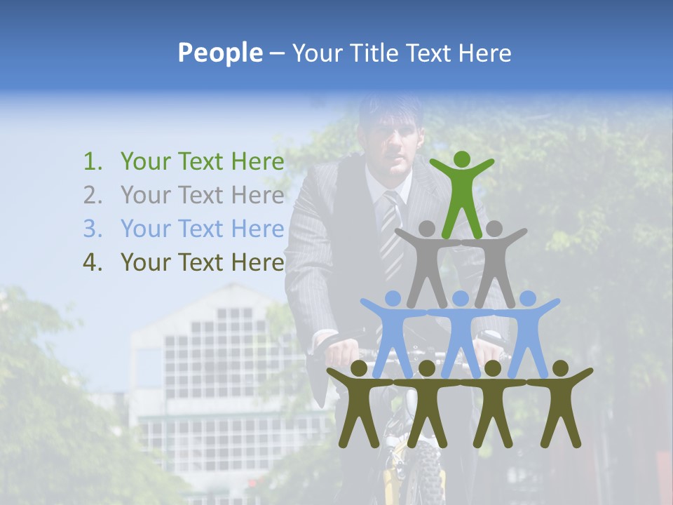 A Caucasian Businessman Riding A Bicycle To Work, Can Be Used For Gas Savings Concept PowerPoint Template