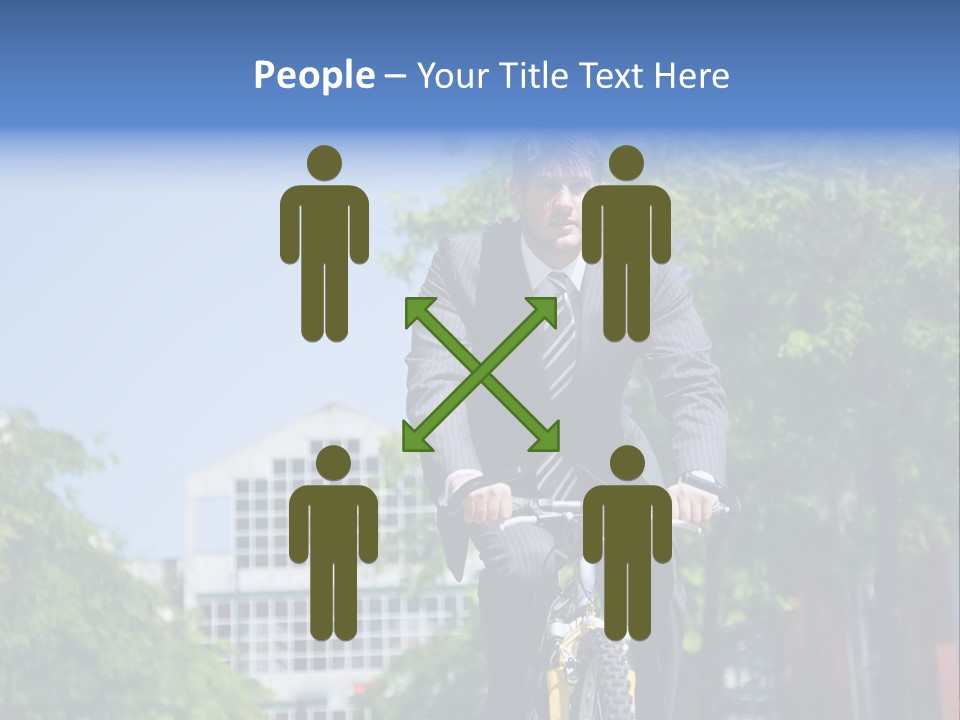 A Caucasian Businessman Riding A Bicycle To Work, Can Be Used For Gas Savings Concept PowerPoint Template