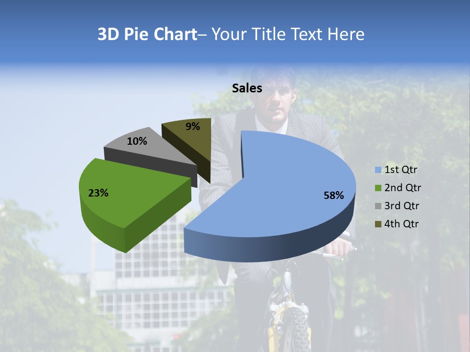 A Caucasian Businessman Riding A Bicycle To Work, Can Be Used For Gas Savings Concept PowerPoint Template