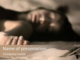 Dead Woman On The Sand PowerPoint Template