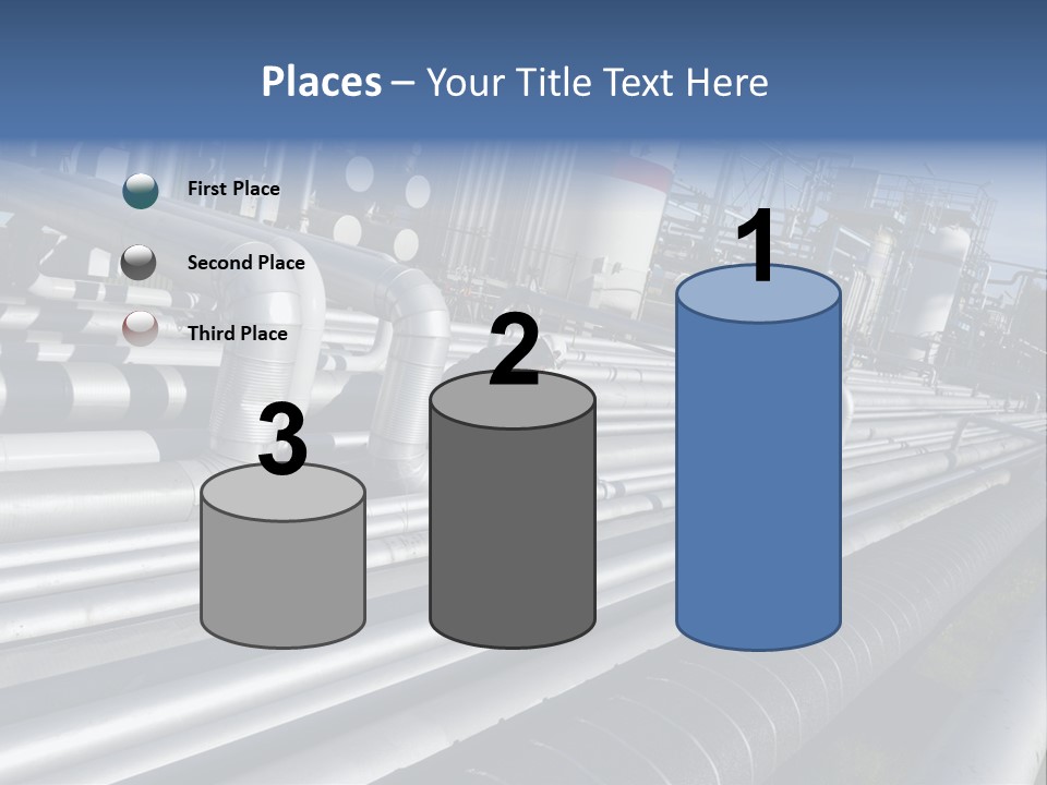 Giant Pipelines Leading To Oil-Refinery, Engineer Working With Main-Pipes PowerPoint Template