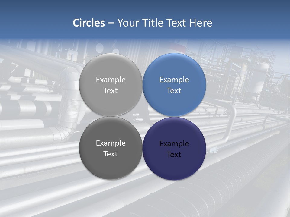 Giant Pipelines Leading To Oil-Refinery, Engineer Working With Main-Pipes PowerPoint Template
