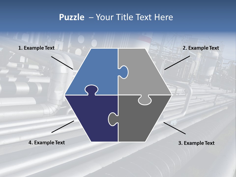 Giant Pipelines Leading To Oil-Refinery, Engineer Working With Main-Pipes PowerPoint Template