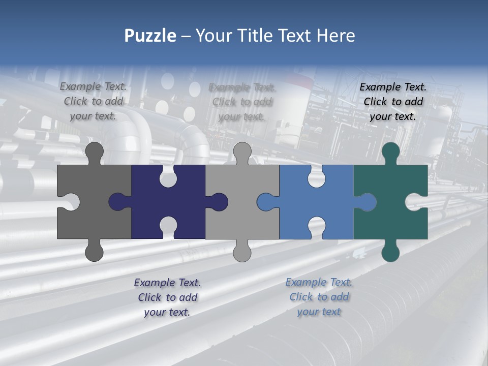 Giant Pipelines Leading To Oil-Refinery, Engineer Working With Main-Pipes PowerPoint Template