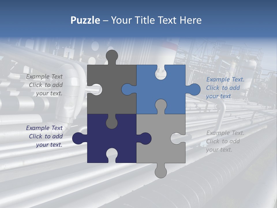 Giant Pipelines Leading To Oil-Refinery, Engineer Working With Main-Pipes PowerPoint Template