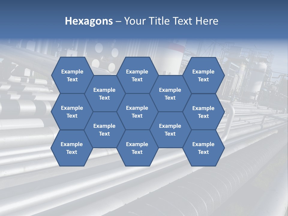 Giant Pipelines Leading To Oil-Refinery, Engineer Working With Main-Pipes PowerPoint Template