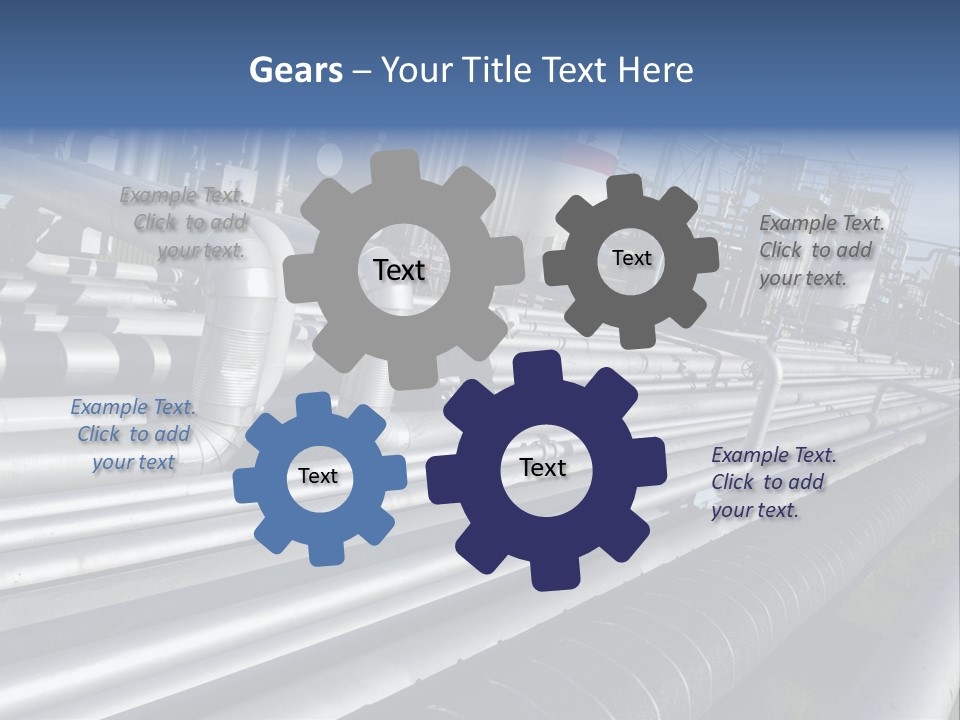 Giant Pipelines Leading To Oil-Refinery, Engineer Working With Main-Pipes PowerPoint Template