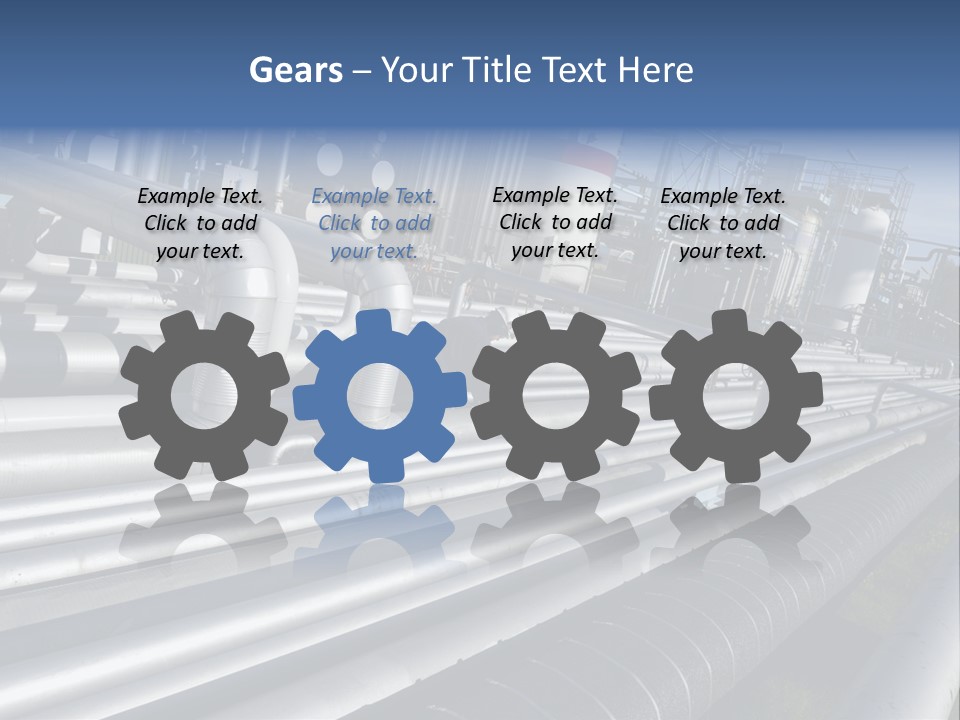 Giant Pipelines Leading To Oil-Refinery, Engineer Working With Main-Pipes PowerPoint Template
