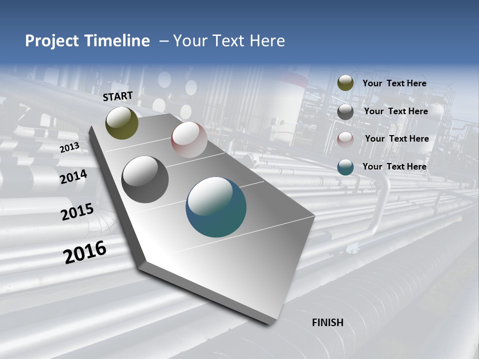 Giant Pipelines Leading To Oil-Refinery, Engineer Working With Main-Pipes PowerPoint Template