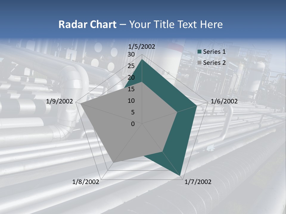 Giant Pipelines Leading To Oil-Refinery, Engineer Working With Main-Pipes PowerPoint Template