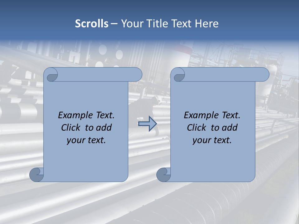 Giant Pipelines Leading To Oil-Refinery, Engineer Working With Main-Pipes PowerPoint Template