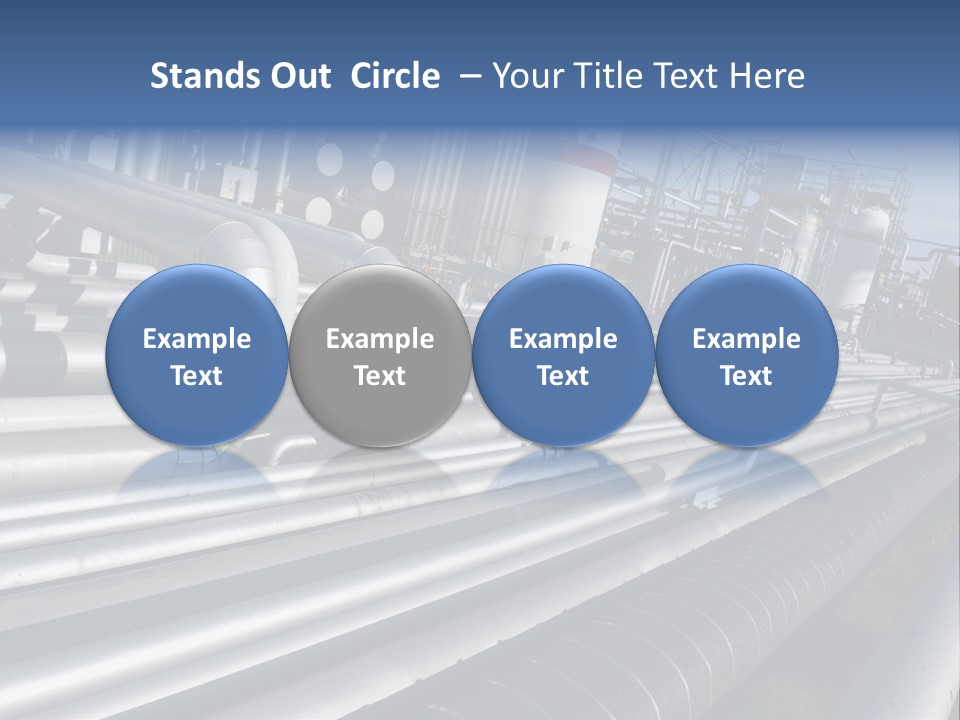 Giant Pipelines Leading To Oil-Refinery, Engineer Working With Main-Pipes PowerPoint Template