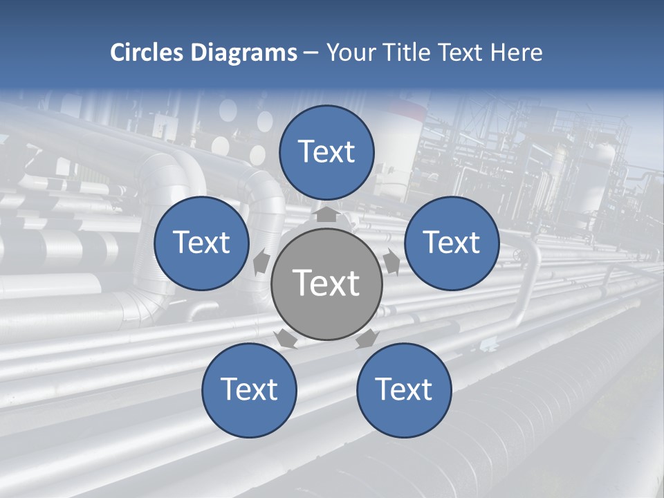 Giant Pipelines Leading To Oil-Refinery, Engineer Working With Main-Pipes PowerPoint Template